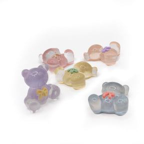 jelly pastel bear with bow craft embellishments  for diy projects