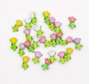 24 piece pack of pastel tulip craft buttons with shank back style attachment