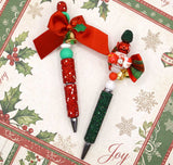 Christmas Sparkle Beaded Pen Duo – Festive Boho Edition