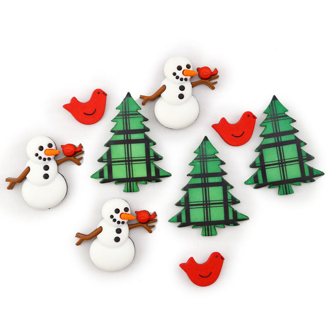 Pinetrees and Snowmen Winter Craft Embellishments