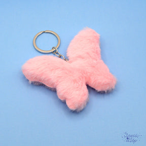 Fluffy pink butterfly adds to backpack and keychain projects