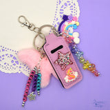 Project featuring pink fluffy butterfly keychain