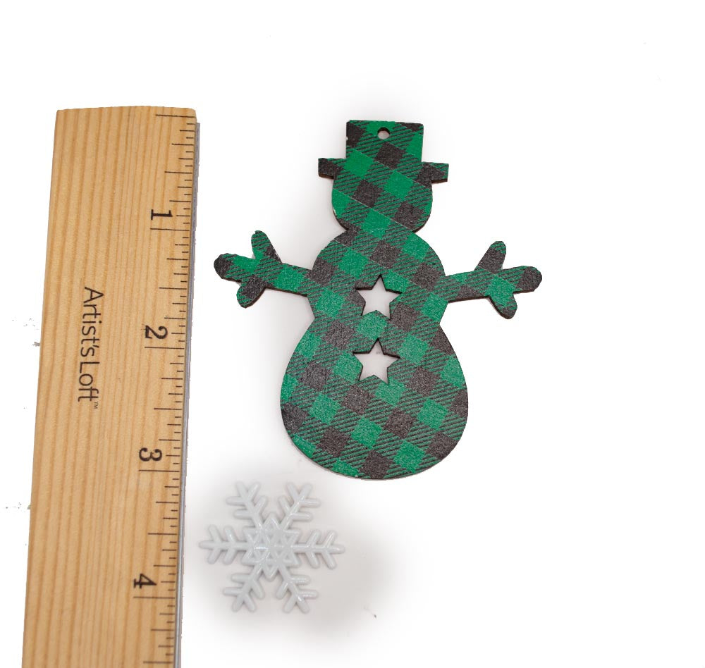Plaid Snowman Wood Flat Back Embellishment Pack