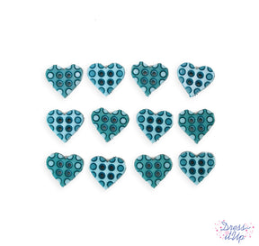 4-hole heart shaped buttons with polka dots add to sewing and crafts