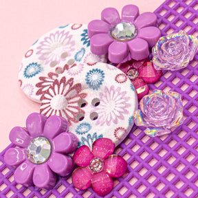 purple and white flower embellishments for crafting