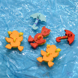Ducks and umbrellas showing shank-back buttons