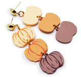 Thanksgiving Day Pumpkin Acrylic Glitter Powder Dangle Stud Earrings