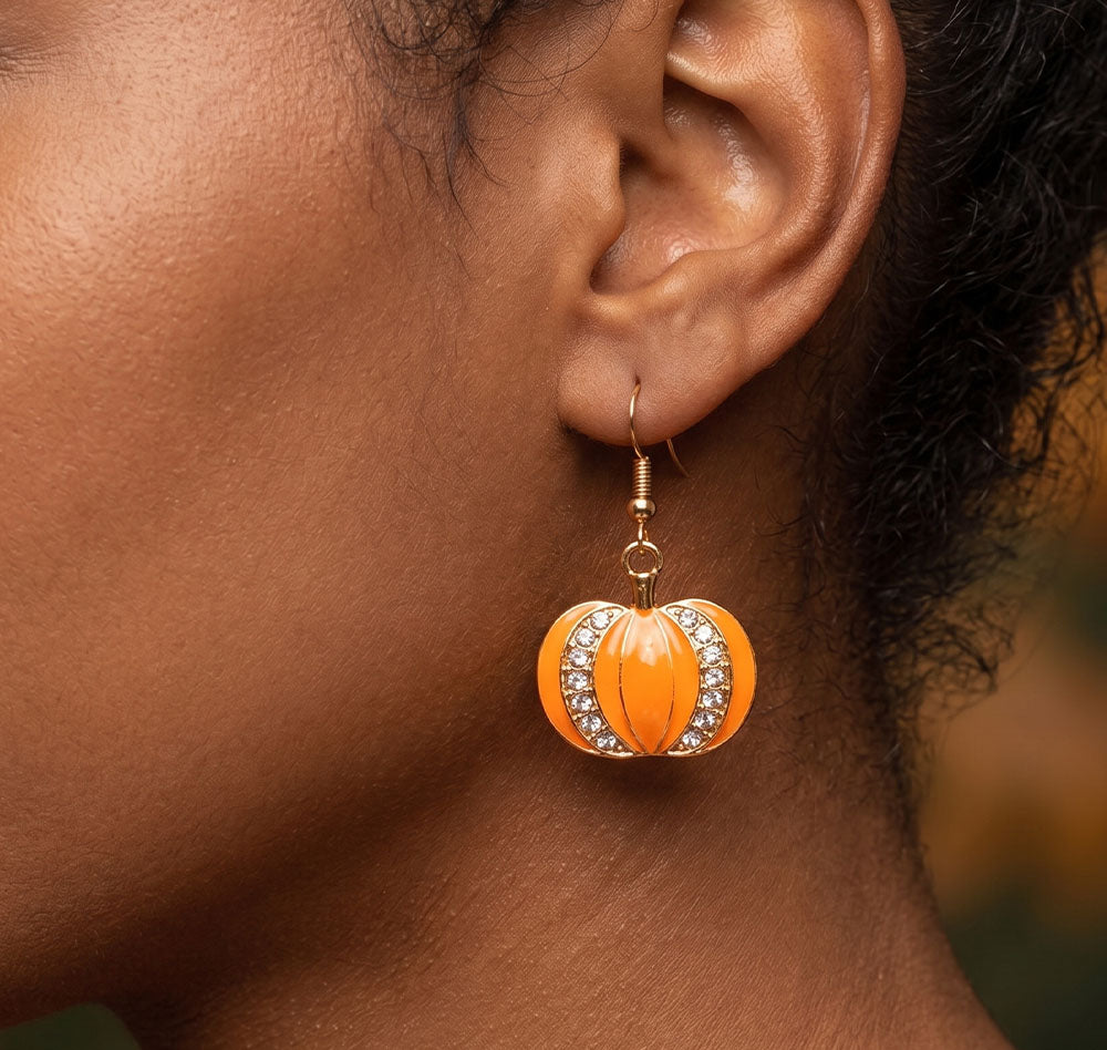 Zinc Alloy Pumpkin Dangle Earrings