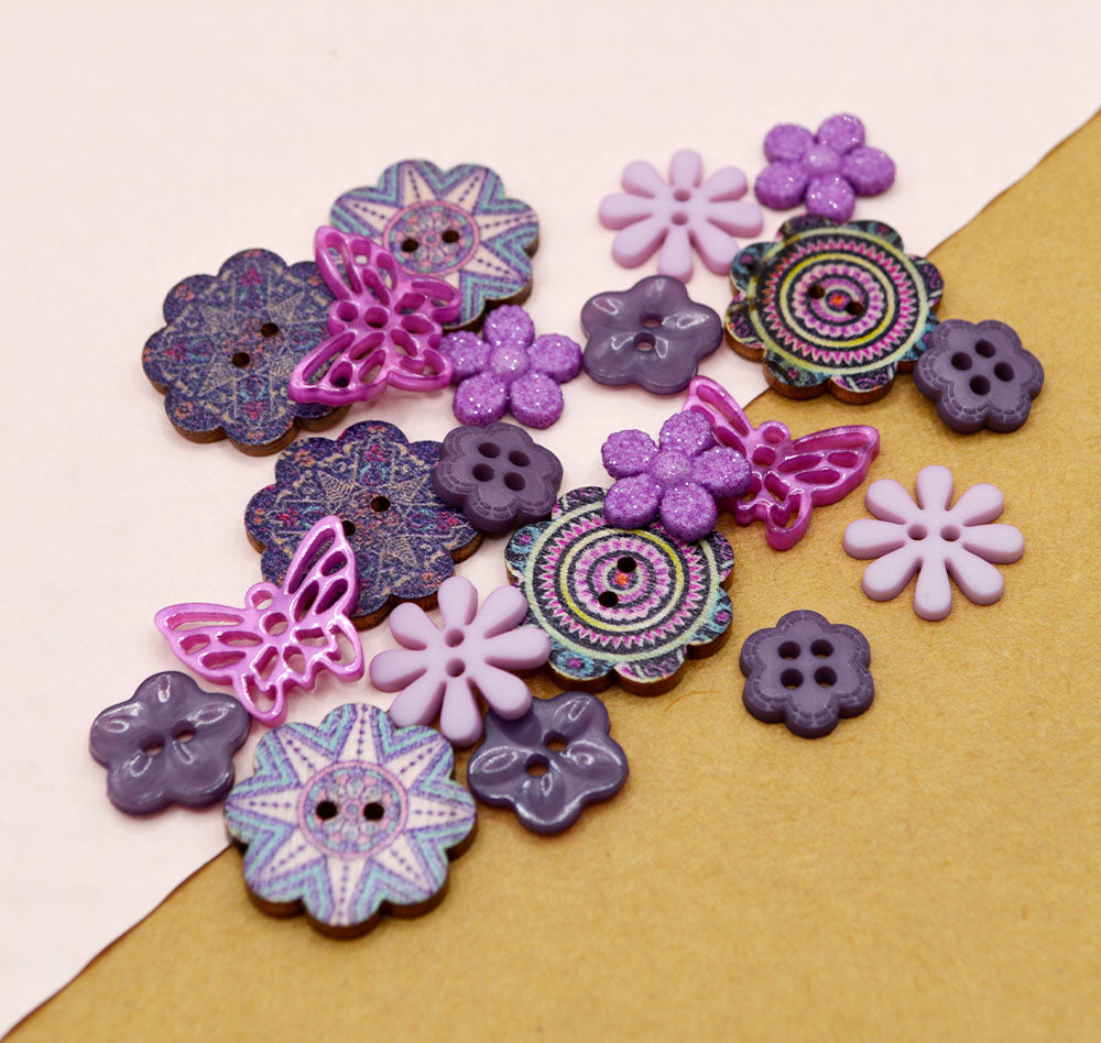 Purple Flower Garden Mix Embellishment Pack