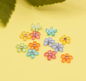 Rhinestone flowers in bright color palate for paper and wood crafts