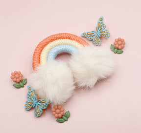 peach and blue rainbow, floral and butterfly craft embellishment pack.