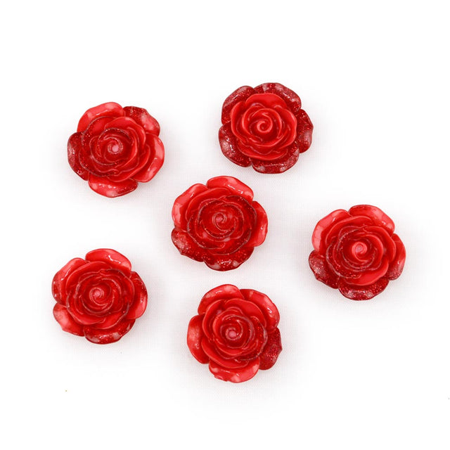 Crimson Sparkle Roses Floral Craft Embellishments