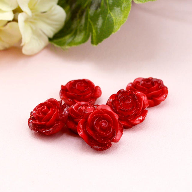 Crimson Sparkle Roses Floral Craft Embellishments