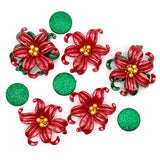 Red Glitter Poinsettia Flatback Flowers