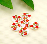 Red Flower Vine Printed 2-Hole Round Buttons