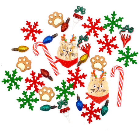 Reindeer Kitty Christmas Embellishment Pack 30 Pieces