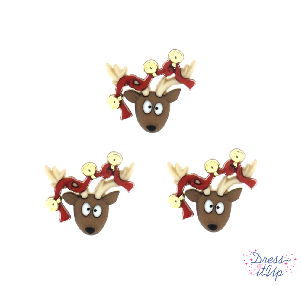 Reindeer With Bells Singles- 6 Pieces