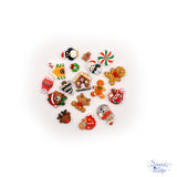 Assorted flat-back resin Holiday embellishments, 24 pieces