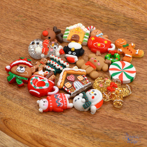 Assorted flat-back resin Holiday embellishments, 24 pieces