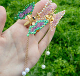 Rhinestone Pearl Drop Butterfly Hair Clip