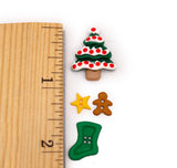 Rocking Around The Christmas Tree Holiday Themed Sew Thru Flat Back Buttons