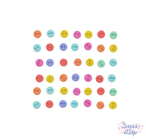 Round 2-hole buttons in pastel hues inspired by a county garden