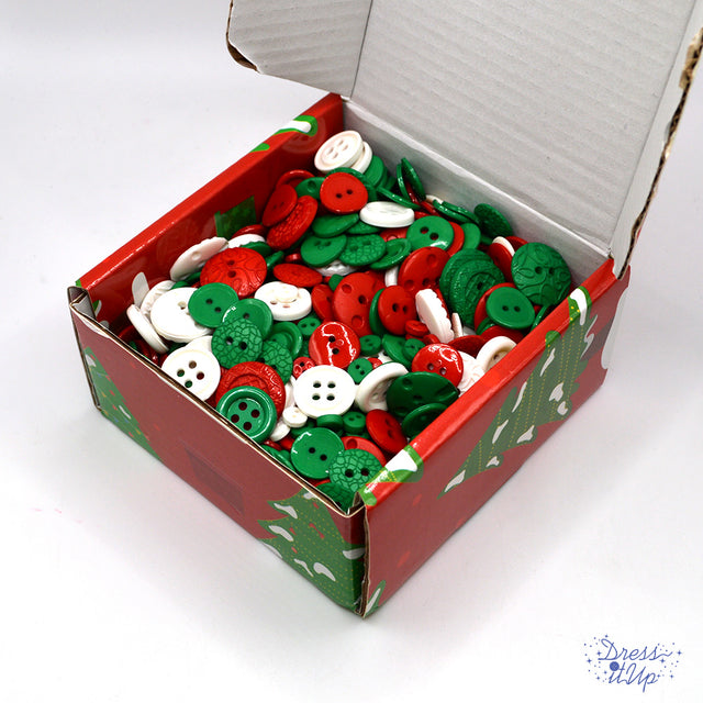 bulk assortment of 2-hole christmas color buttons