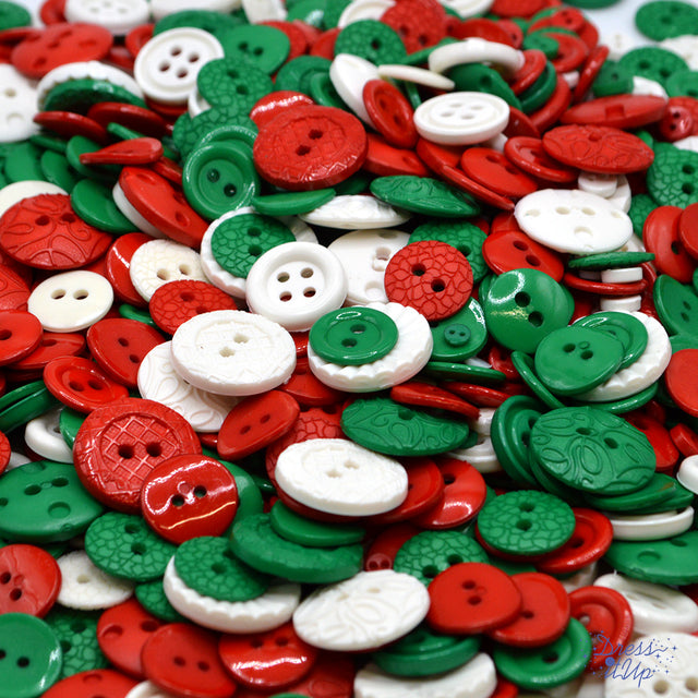 bulk assortment of 2-hole christmas color buttons
