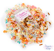 Mix includes soft peach tones and pearlesque round sequins, flower sequins, seed beads, bugle beads, and more