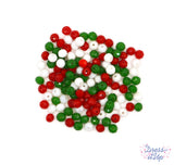 Add festive flair to your crafts with this mix of tiny rondelles in red, green, and white