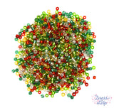 Mix of seed beads in fruitcake inspired colors