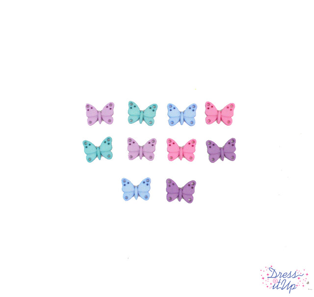 Ten tiny butterflies in light spring colors add to nature and garden crafting