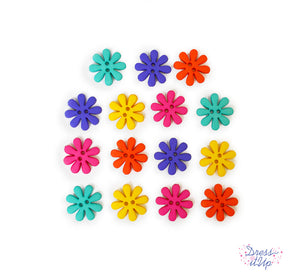 Bright colorful flowers add a retro vibe to sewing and crafts