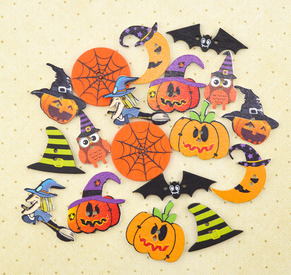 Halloween Character Wood Buttons