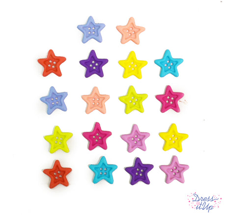 4-hole multi color star shaped buttons add to sewing crafts