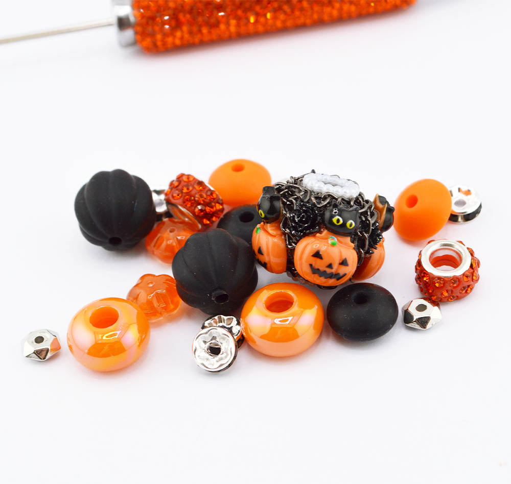 Black Cat Jack-O’-Lantern Bead Mix For Beadable Pens