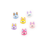 six small resin cat heads in a playful cartoon style, these pieces are perfect for DIY crafts