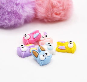 six small resin cat heads in a playful cartoon style, these pieces are perfect for DIY crafts