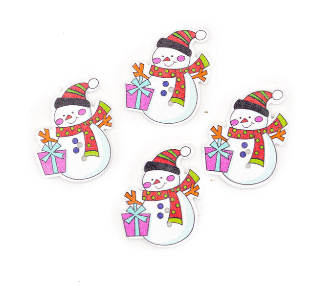Snowmen Wood Buttons