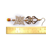 Alloy Crystal Rhinestone and Orange Enamel Spider Dangle Earrings
