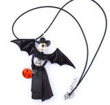 Wicked Halloween Witch & Bat Wing Pendant