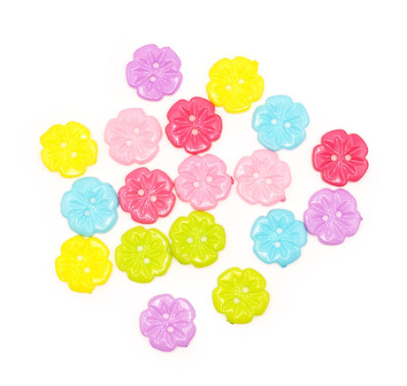 medium 2-hole flower sewing buttons in bright spring colors for sewing and crafting projects
