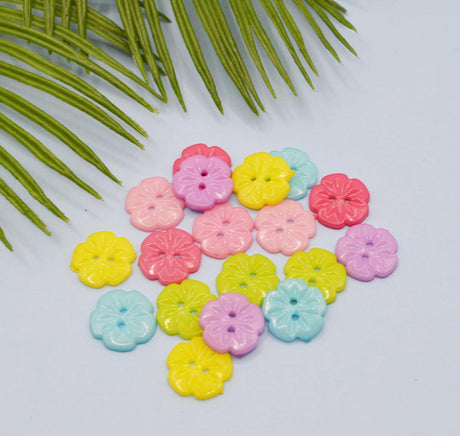 medium 2-hole flower sewing buttons in bright spring colors for sewing and crafting projects