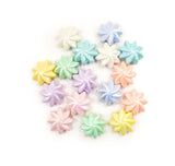 Large plastic flower beads in pastel girly colors with a AB finish. 
