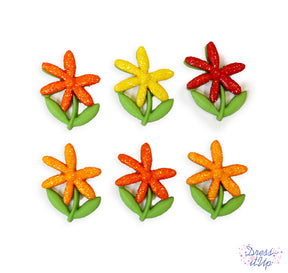 Glittery flowers in shades of orange add to garden and summer crafts