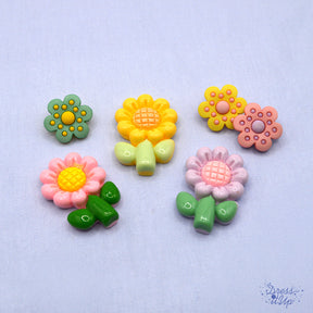 flatback and shank back flower buttons for paper, wood, and fabric crafts