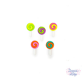 Colorful swirled lollypops add to candy themed projects and children's crafts