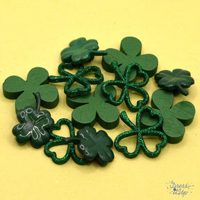 Collection of green shamrocks shank-back and flat-back embellishments