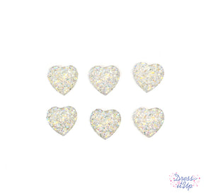 Flat-back sparkling hearts are perfect for wedding and anniversary crafts and decor