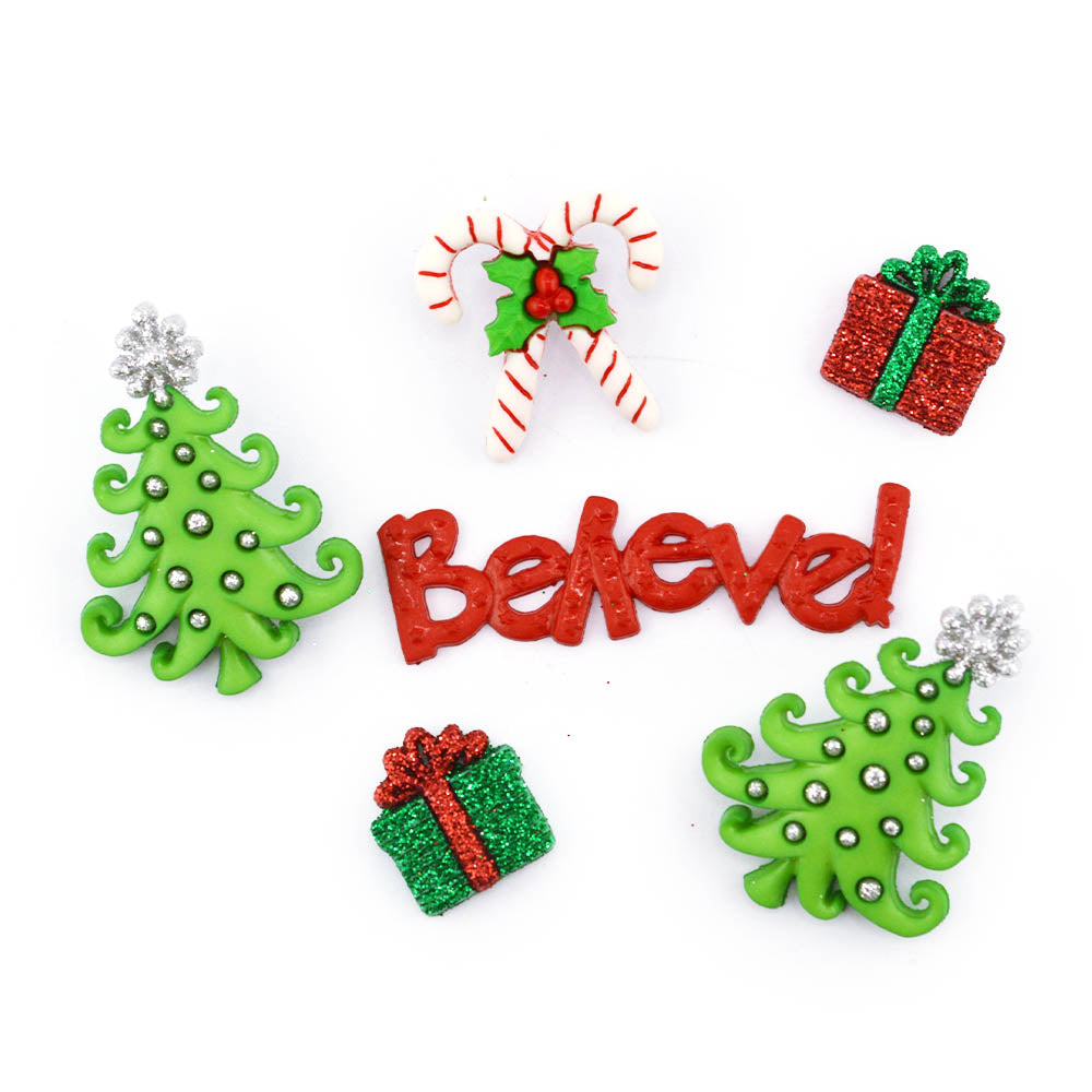 Whimsical Christmas Glitter Sparkle Holiday Themed Embellishments